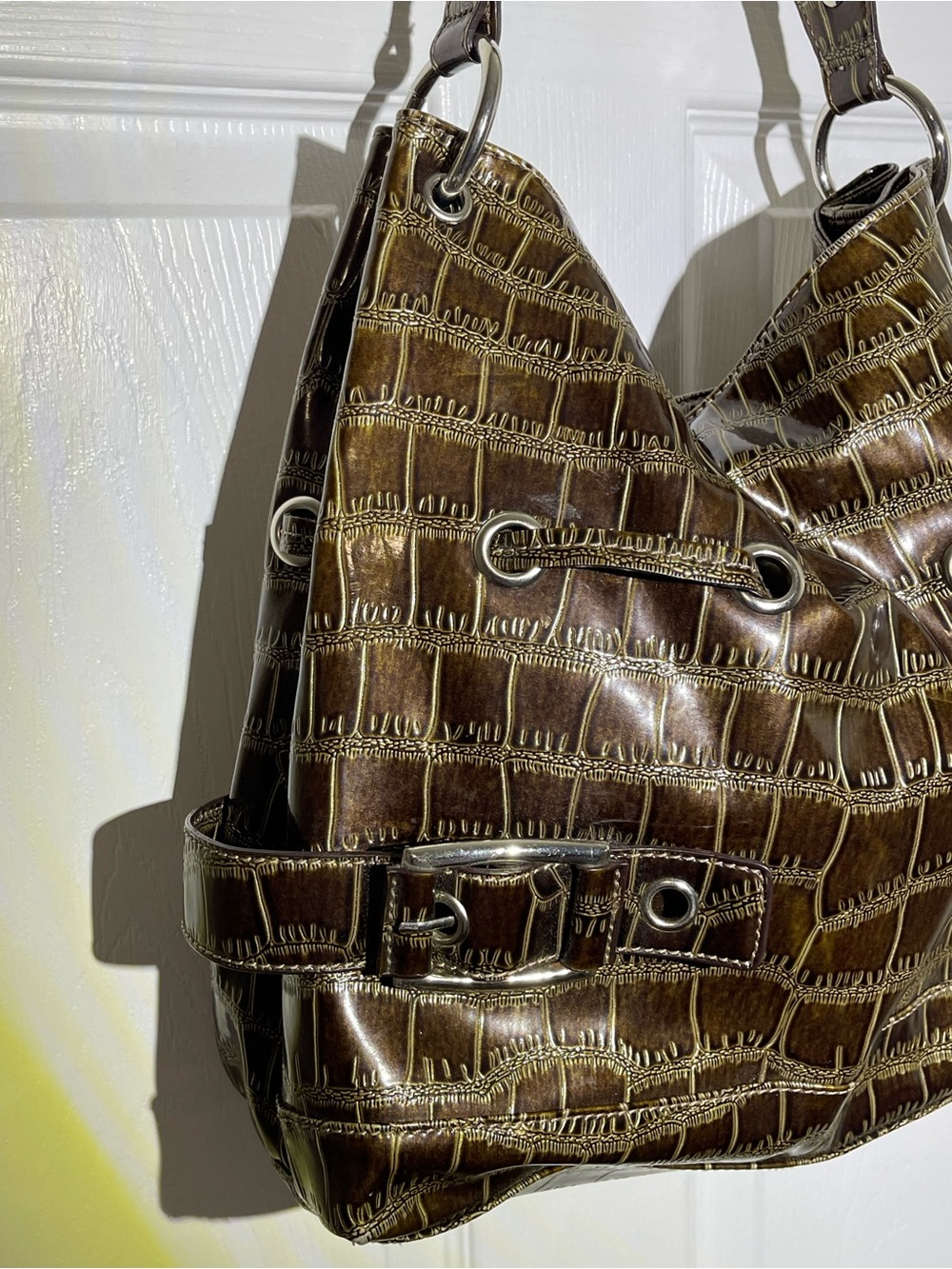 Sag Harbor Shoulder Bag Faux Croc Embossed EUC - Picture 9 of 14